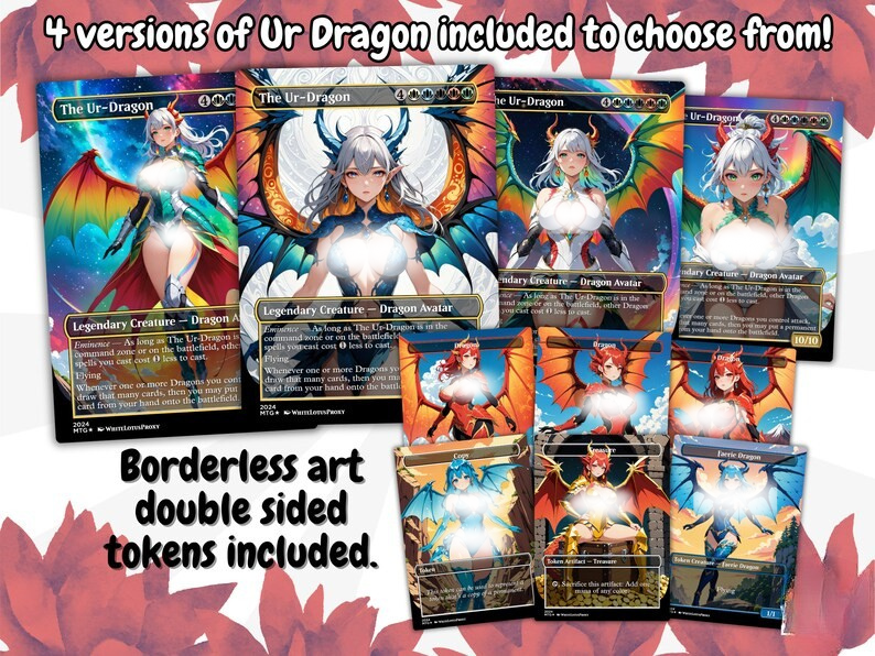 The Ur Dragon Anime Waifu Proxy Commander Deck Custom Proxy EDH Dragon Tribal English High Quality Cards MTG