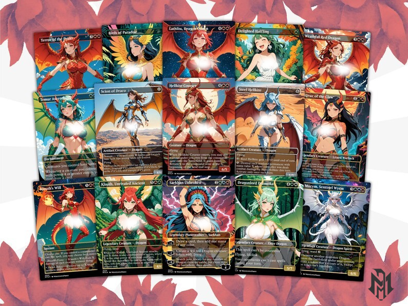 The Ur Dragon Anime Waifu Proxy Commander Deck Custom Proxy EDH Dragon Tribal English High Quality Cards MTG