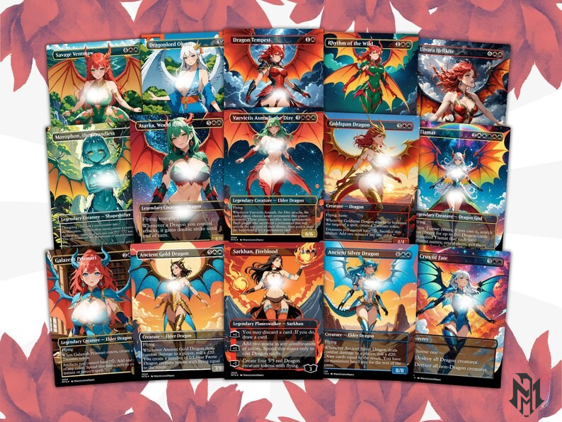 The Ur Dragon Anime Waifu Proxy Commander Deck Custom Proxy EDH Dragon Tribal English High Quality Cards MTG